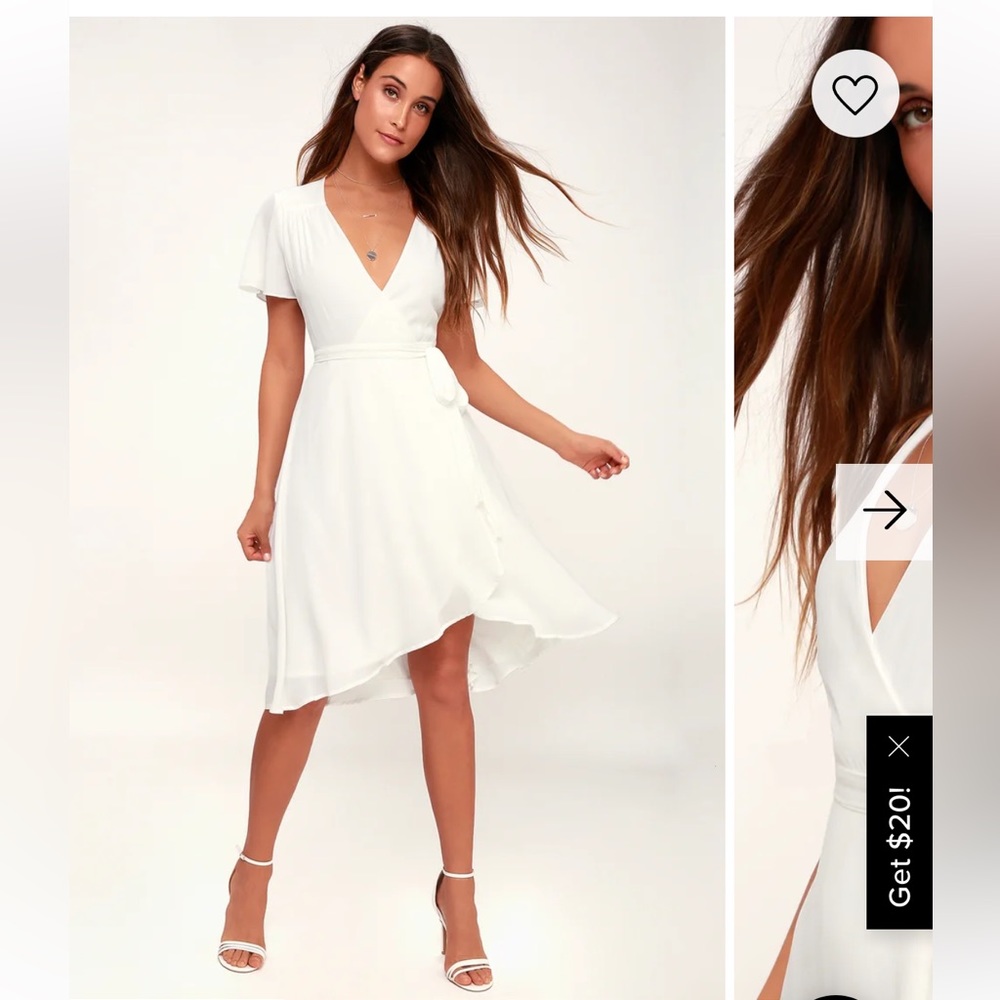 Lulu’s Rise to the Occasion White Midi Wrap Dress